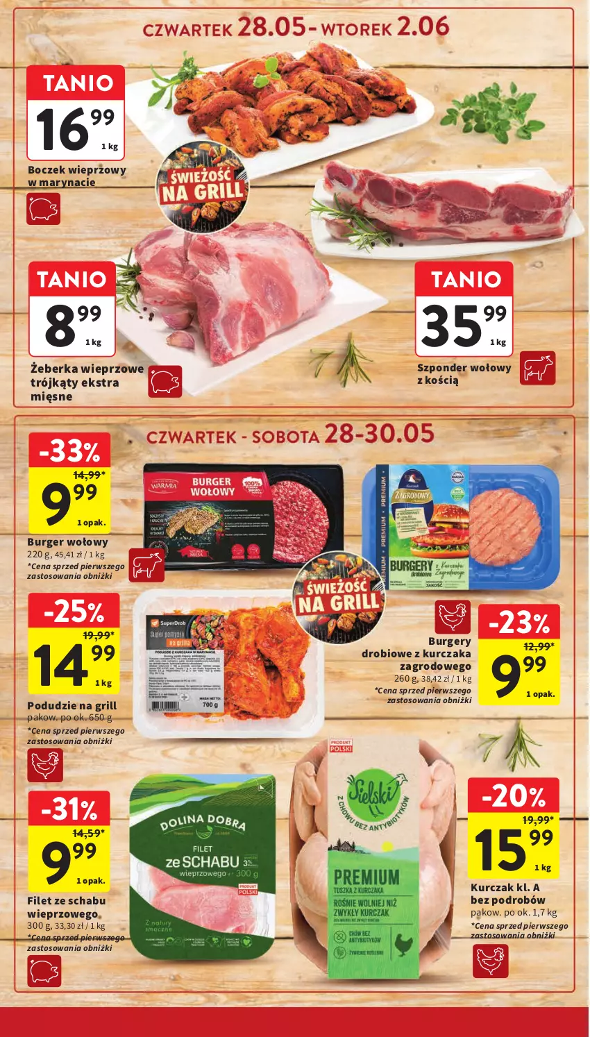 Gazetka promocyjna Intermarche - Gazetka Intermarche - ważna 28.05 do 02.06.2026 - strona 10 - produkty: Boczek, Boczek wieprzowy, Burger, Grill, Kurczak, Szponder wołowy