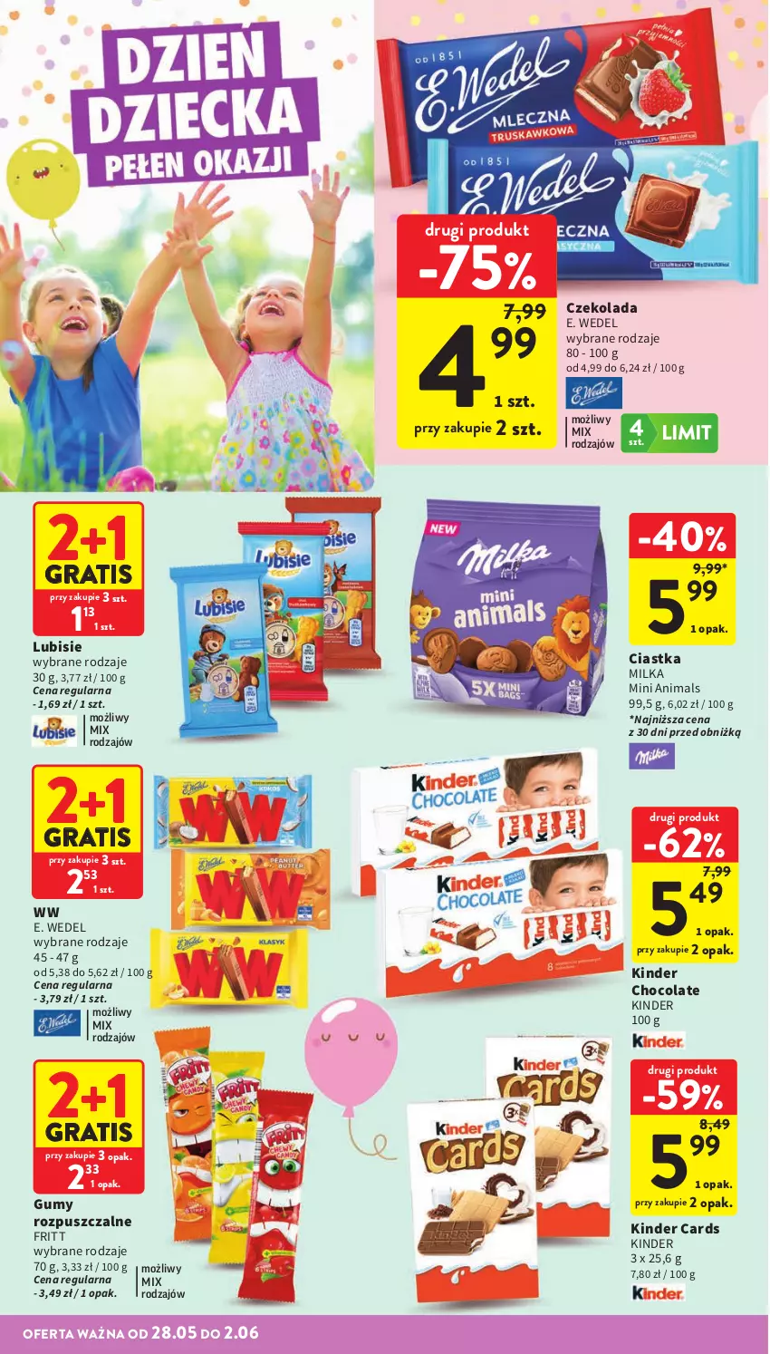 Gazetka promocyjna Intermarche - Gazetka Intermarche - ważna 28.05 do 02.06.2026 - strona 2 - produkty: Ciastka, Czekolada, E. Wedel, Gra, Kinder, Lubisie, Milka