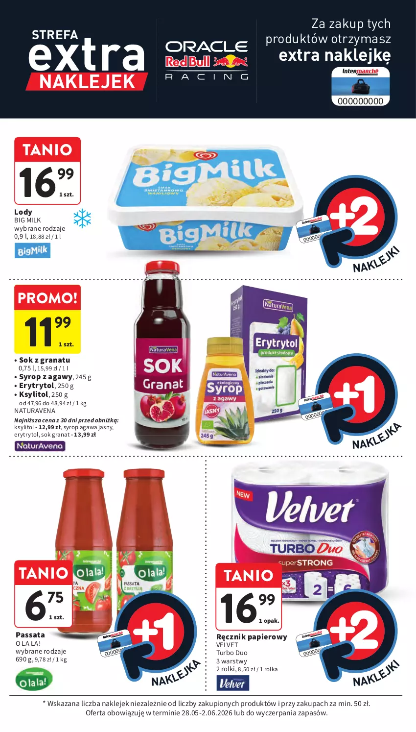 Gazetka promocyjna Intermarche - Gazetka Intermarche - ważna 28.05 do 02.06.2026 - strona 25 - produkty: Big Milk, Fa, Gra, Granat, Klej, Ksylitol, Lody, Papier, Ręcznik, Rolki, Sok, Syrop, Velvet
