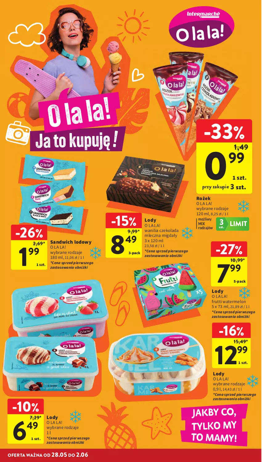 Gazetka promocyjna Intermarche - Gazetka Intermarche - ważna 28.05 do 02.06.2026 - strona 34 - produkty: Czekolada, Czekolada mleczna, Lody, Melon, Migdały