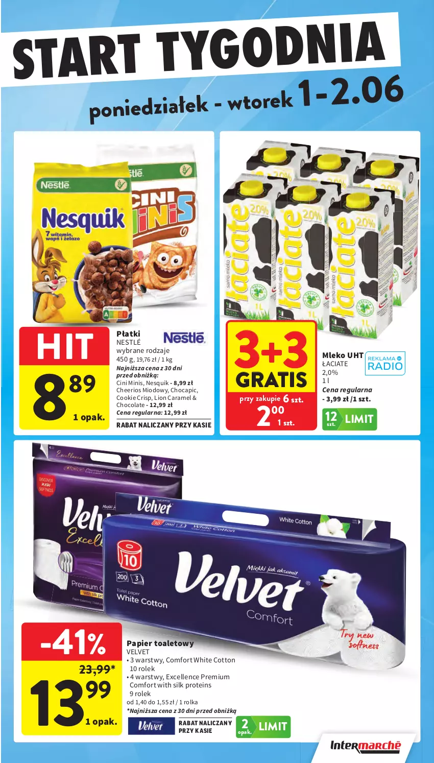 Gazetka promocyjna Intermarche - Gazetka Intermarche - ważna 28.05 do 02.06.2026 - strona 47 - produkty: Cheerios, Cini Minis, Gra, Lion, Mleko, Nesquik, Nestlé, Papier, Papier toaletowy, Velvet