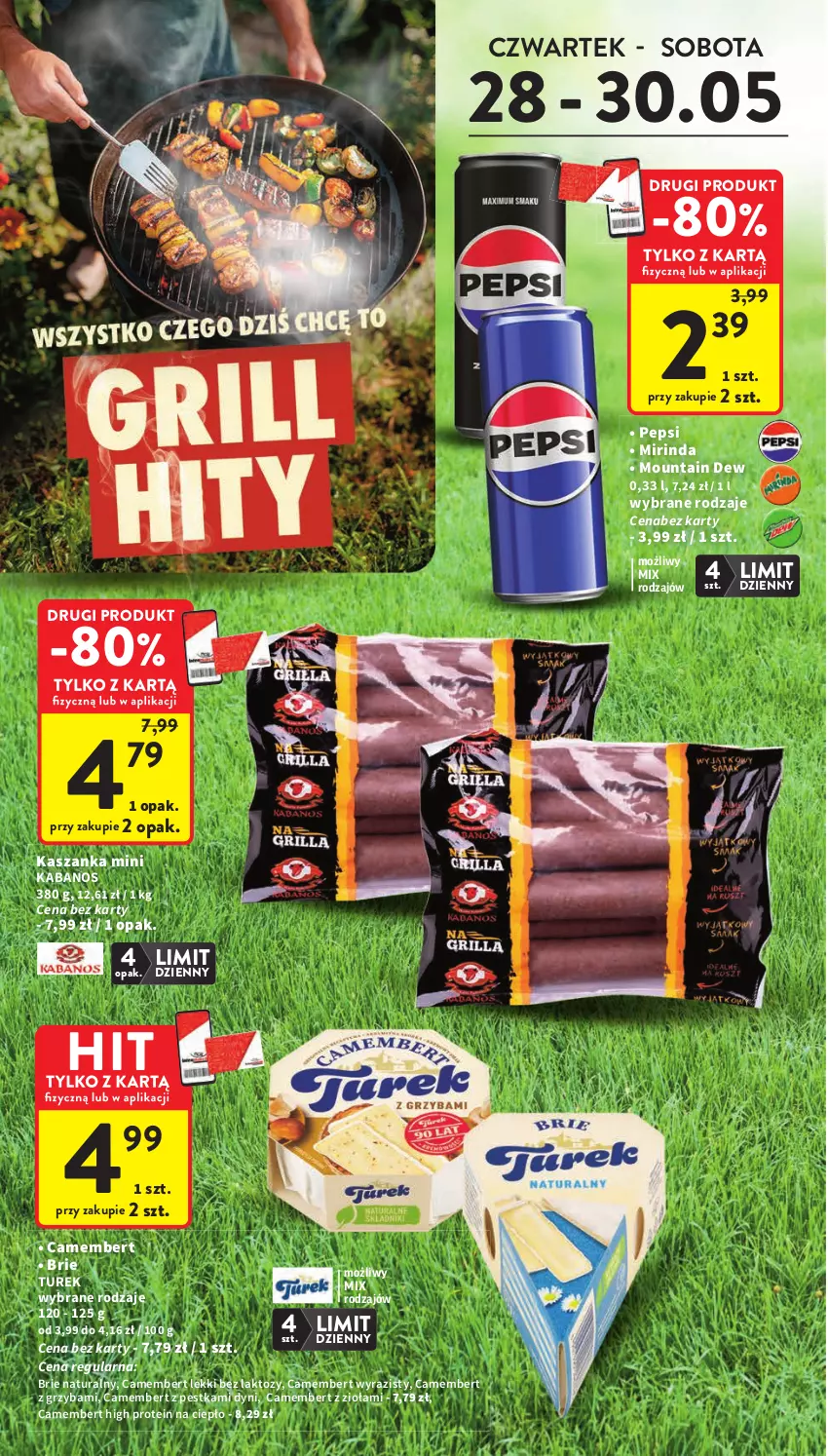 Gazetka promocyjna Intermarche - Gazetka Intermarche - ważna 28.05 do 02.06.2026 - strona 8 - produkty: Brie, Camembert, Kabanos, Kasza, Kaszanka, Mirinda, Pepsi