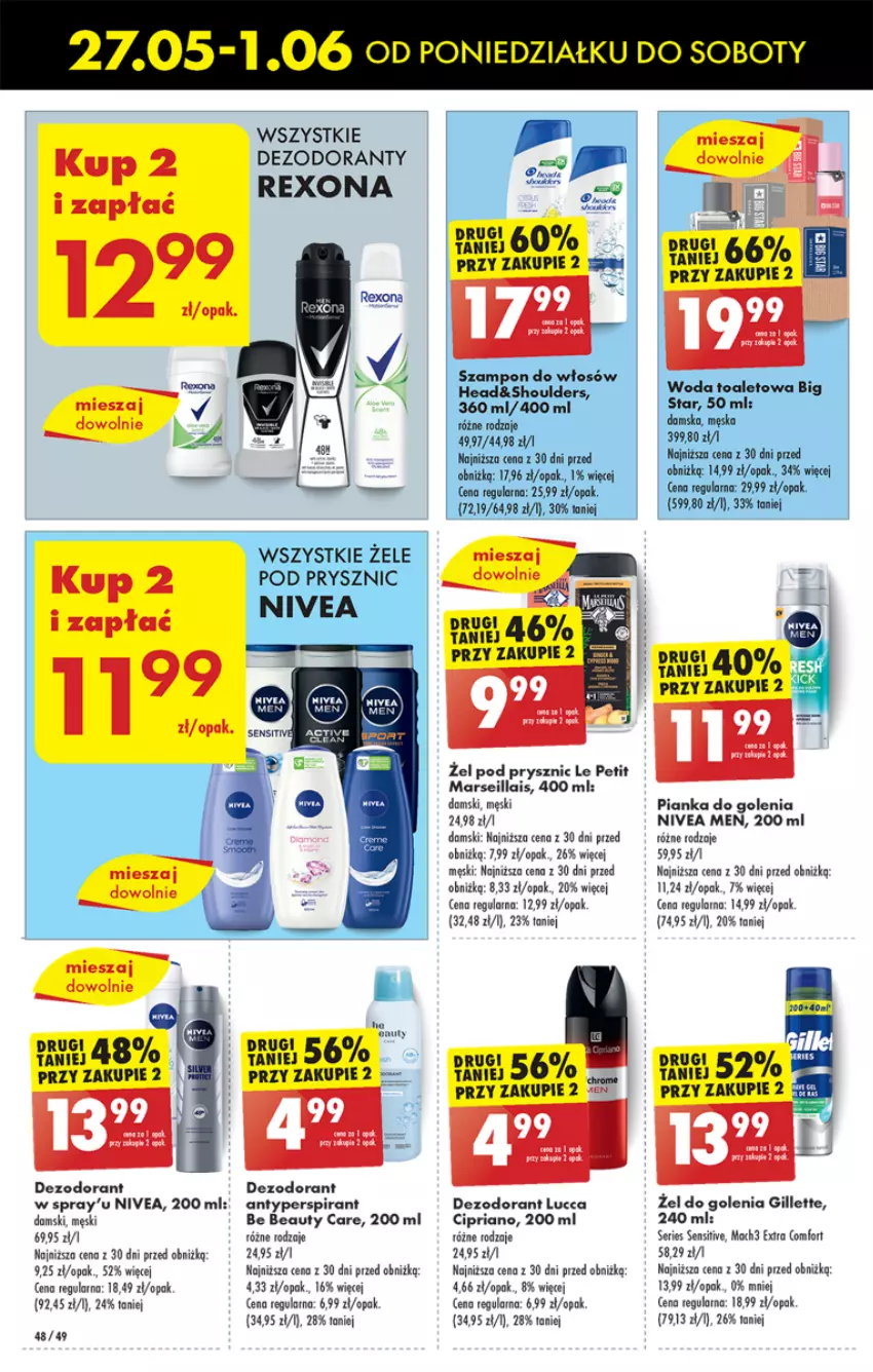 Gazetka promocyjna Biedronka - Od poniedzialku - ważna 27.05 do 01.06.2024 - strona 52 - produkty: Antyperspirant, Be Be, Dezodorant, Fa, Gillette, Mars, Nivea, Nivea Men, Pianka do golenia, Rexona, Ser, Szampon, Woda, Woda toaletowa