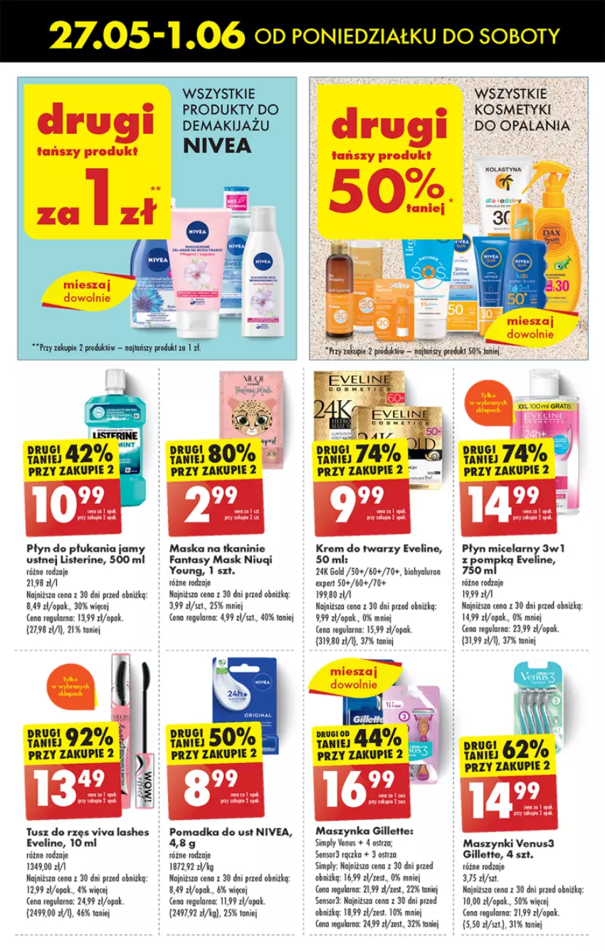 Gazetka promocyjna Biedronka - Od poniedzialku - ważna 27.05 do 01.06.2024 - strona 55 - produkty: BIC, Eveline, Fa, Fanta, Gillette, Gra, Krem do twarzy, Listerine, Makijaż, Maska, Maszynka, Niuqi, Nivea, Płyn do płukania, Płyn do płukania jamy ustnej, Płyn micelarny, Szynka, Tusz, Venus