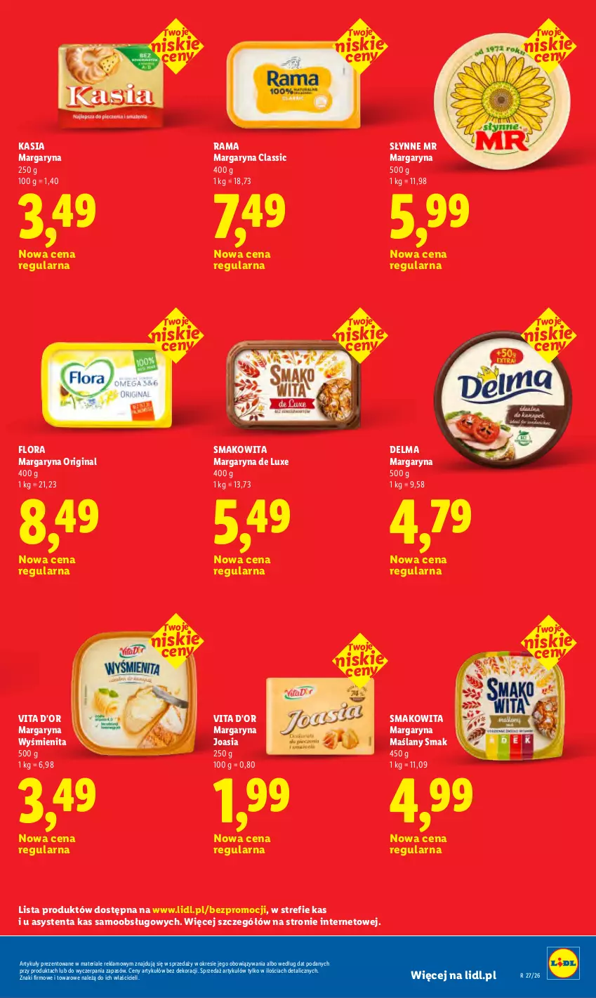 Gazetka promocyjna Lidl - Rewolucja cenowa! - ważna 08.07 do 31.07.2026 - strona 13 - produkty: Delma, Flora, Gin, Kasia, Margaryna, Rama, Słynne, Smakowita