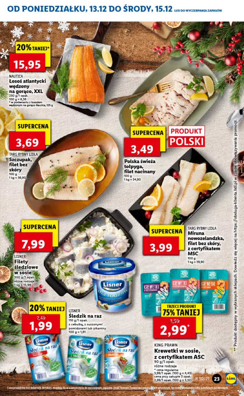 Gazetka promocyjna Lidl - GAZETKA - ważna 13.12 do 15.12.2021 - strona 23 - produkty: Krewetki, Lisner, Sos, Tołpyga, Zupa