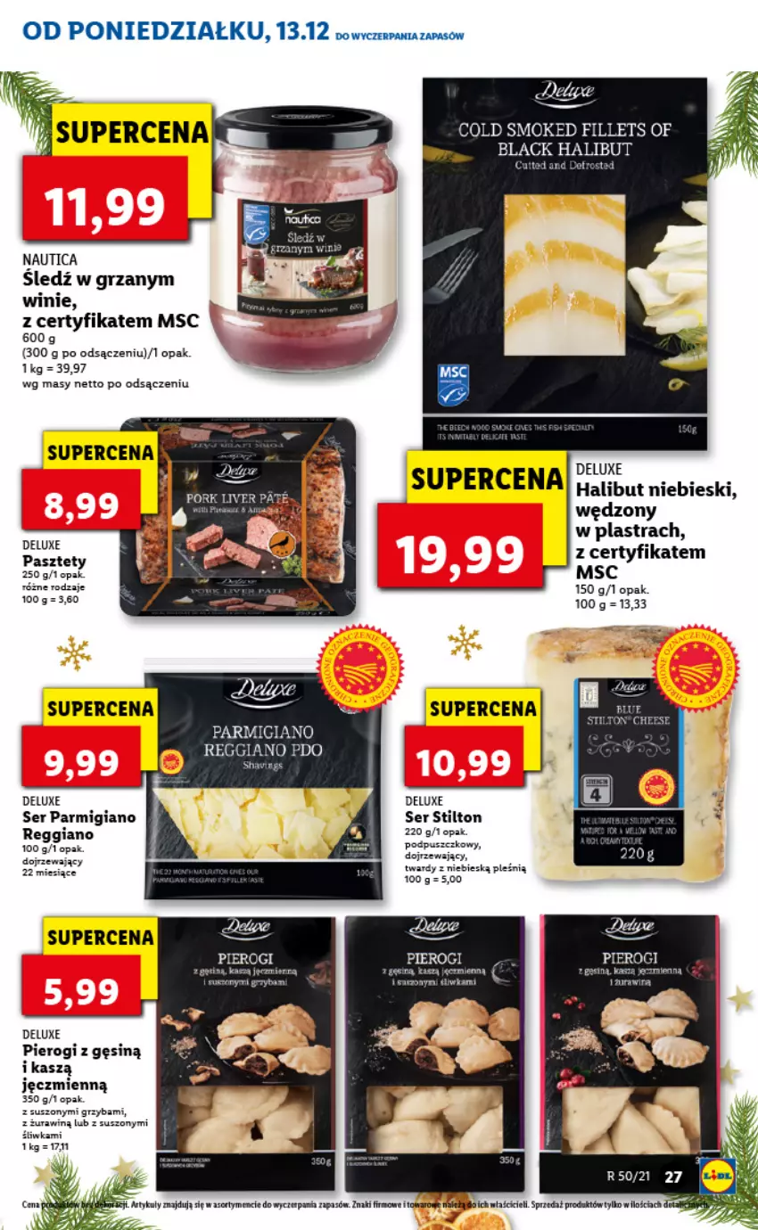 Gazetka promocyjna Lidl - GAZETKA - ważna 13.12 do 15.12.2021 - strona 27 - produkty: Blag, Halibut, Pierogi, Ser, Sledź