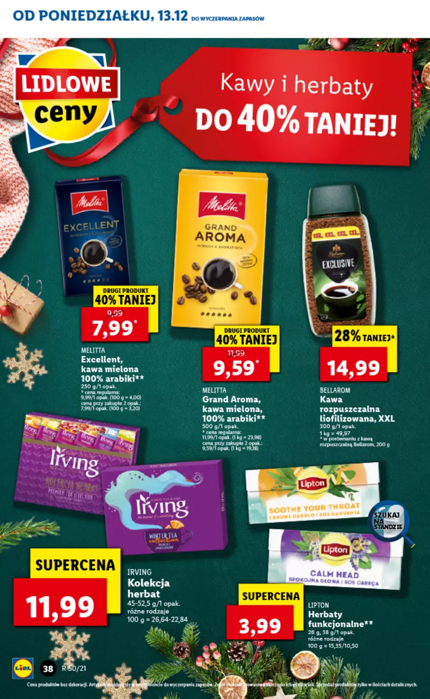 Gazetka promocyjna Lidl - GAZETKA - ważna 13.12 do 15.12.2021 - strona 38 - produkty: Bell, Bella, Gra, Irving, Kawa, Kawa mielona, Lipton