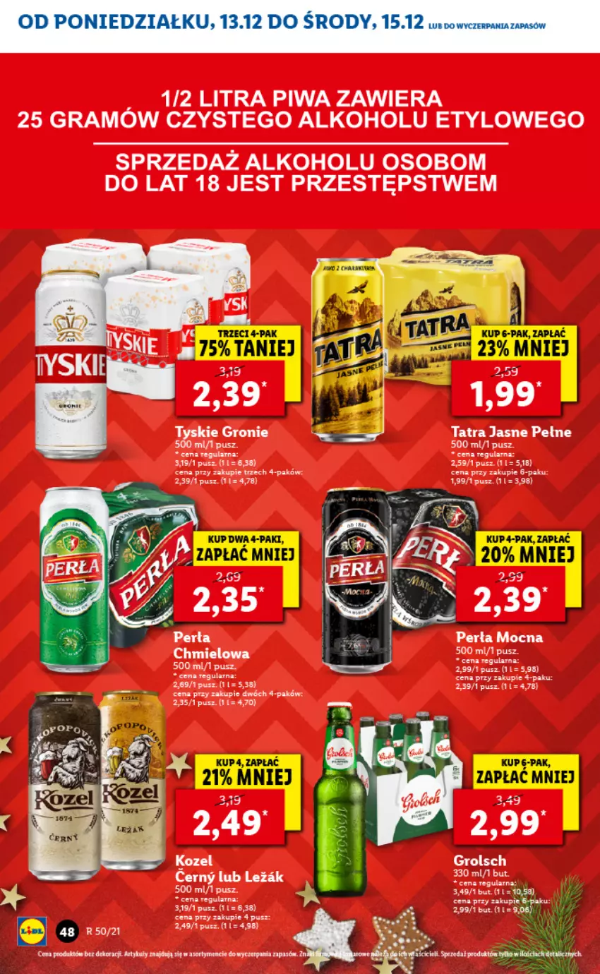 Gazetka promocyjna Lidl - GAZETKA - ważna 13.12 do 15.12.2021 - strona 48 - produkty: Fa, Feta, Gra, LG, Perła, Piwa, Tatra, Tyskie