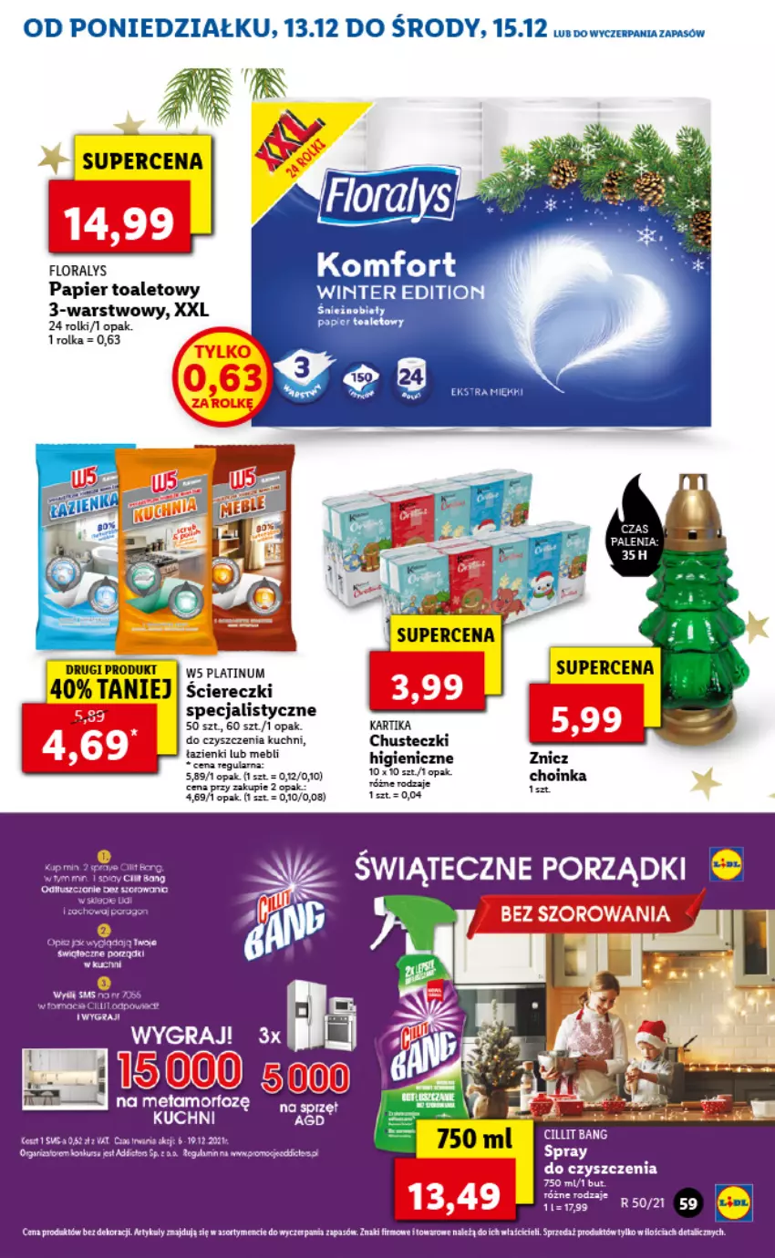 Gazetka promocyjna Lidl - GAZETKA - ważna 13.12 do 15.12.2021 - strona 59 - produkty: Choinka, Chusteczki, Fa, Flora, Gra, Inka, Papier, Papier toaletowy, Por, Rolki, Znicz