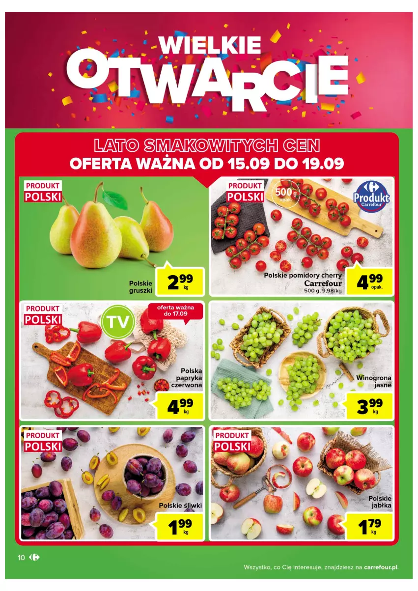 Gazetka promocyjna Carrefour - Gazetka Wielkie Otwarcie Market Lubin - ważna 15.09 do 24.09.2022 - strona 10 - produkty: Papryka, Pomidory, Wino, Winogrona