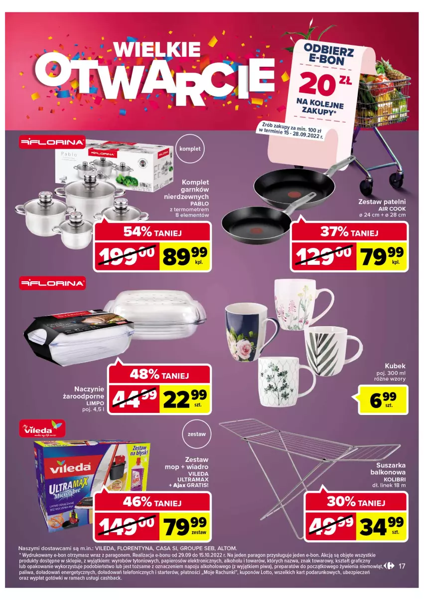 Gazetka promocyjna Carrefour - Gazetka Wielkie Otwarcie Market Lubin - ważna 15.09 do 24.09.2022 - strona 17 - produkty: Ajax, Gra, Kubek, Mop, Papier, Piec, Piwa, Por, Rama, Telefon, Termometr, Vileda, Wiadro