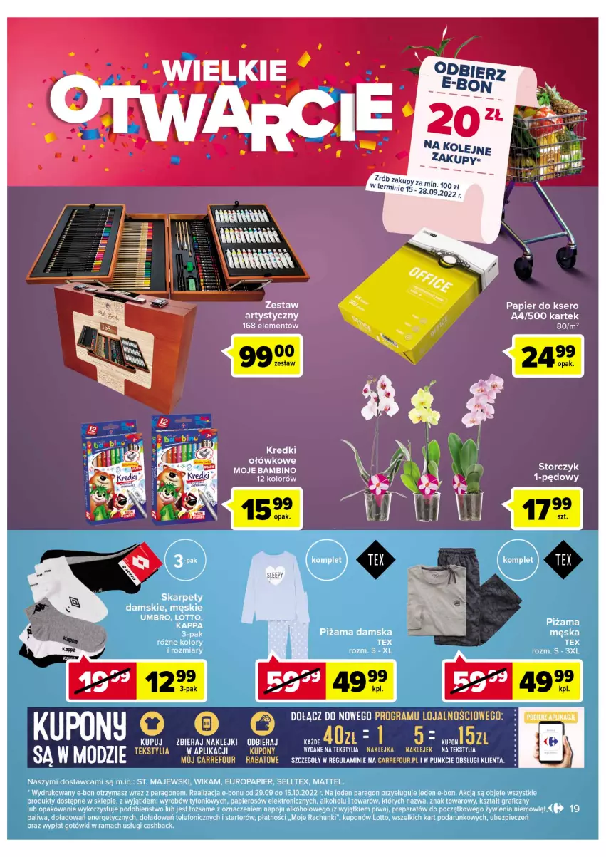 Gazetka promocyjna Carrefour - Gazetka Wielkie Otwarcie Market Lubin - ważna 15.09 do 24.09.2022 - strona 19 - produkty: Gra, Karp, Mattel, Papier, Piec, Piwa, Piżama, Rama, Storczyk, Telefon