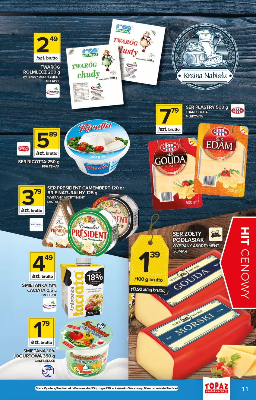 Gazetka promocyjna Topaz - Gazetka - ważna 06.05 do 12.05.2021 - strona 11 - produkty: Brie, Camembert, Jogurt, Mleko, Mlekovita, Ricotta, Rolmlecz, Ser, Twaróg