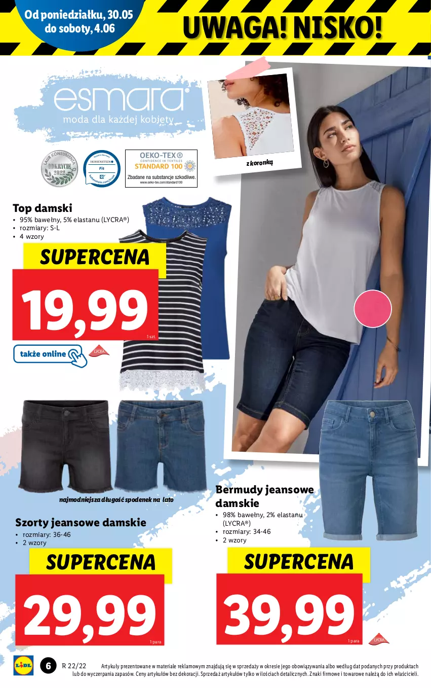 Gazetka promocyjna Lidl - GAZETKA - ważna 30.05 do 04.06.2022 - strona 6 - produkty: Bermudy, Moda, Spodenek, Szorty, Top, Waga