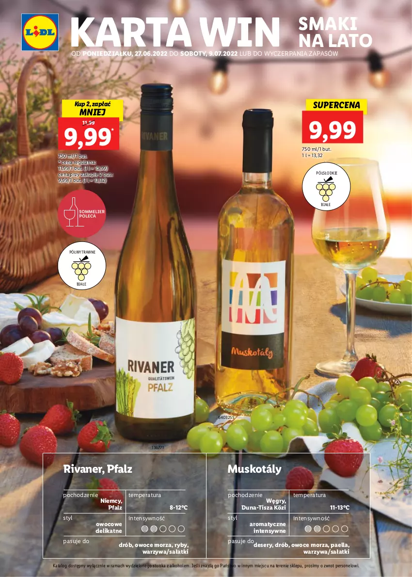 Gazetka promocyjna Lidl - Karta Win - ważna 27.06 do 09.07.2022 - strona 1 - produkty: Alkohole, Deser, Drób, Fa, Gry, Mus, Owoce, Owoce morza, Rama, Sałat, Ser, Warzywa