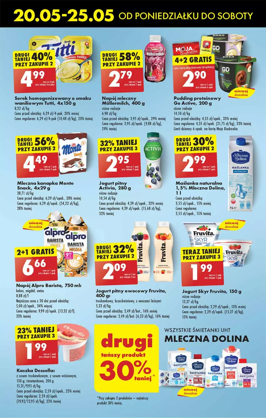 Gazetka promocyjna Biedronka - Od poniedzialku - ważna 20.05 do 25.05.2024 - strona 25 - produkty: Activia, Alpro, Dron, Gra, Jogurt, Jogurt pitny, Kokos, LG, Maślanka, Mleczna kanapka, Monte, Napój, Napój mleczny, Pudding, Ser, Serek, Serek homogenizowany, Sos, Tera