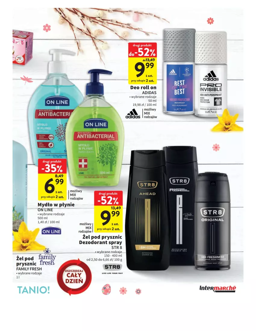 Gazetka promocyjna Intermarche - Gazetka Intermarche - ważna 23.03 do 08.04.2023 - strona 21 - produkty: Adidas, Dezodorant, Fa, Mydło, Mydło w płynie, Str8