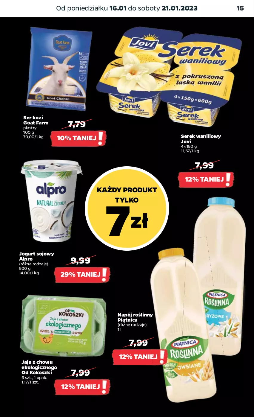 Gazetka promocyjna Netto - Artykuły spożywcze - ważna 16.01 do 21.01.2023 - strona 15 - produkty: Alpro, Fa, Jaja, Jogurt, Kokos, Kosz, Napój, Napój roślinny, Piątnica, Ser, Ser kozi, Serek