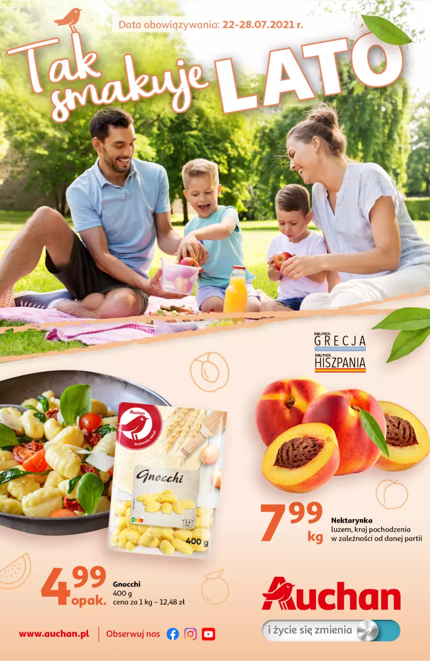 Gazetka promocyjna Auchan - Tak smakuje lato Hipermarkety - ważna 22.07 do 28.07.2021 - strona 1 - produkty: Gnocchi, Nektar, Nektarynka