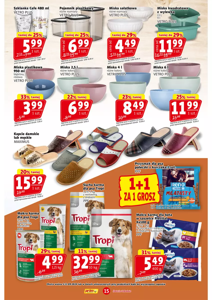 Gazetka promocyjna Prim Market - ważna 05.09 do 11.09.2024 - strona 15 - produkty: Kapcie, Królik, Kurczak, LG, Miska, Mus, Pojemnik, Sałat, Sitko, Sos, Szklanka