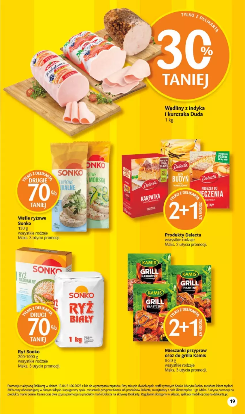 Gazetka promocyjna Delikatesy Centrum - Gazetka DC23-23 - ważna 15.06 do 21.06.2023 - strona 19 - produkty: Delecta, Duda, Grill, Kamis, Kurczak, Mobil, Ryż, Sonko