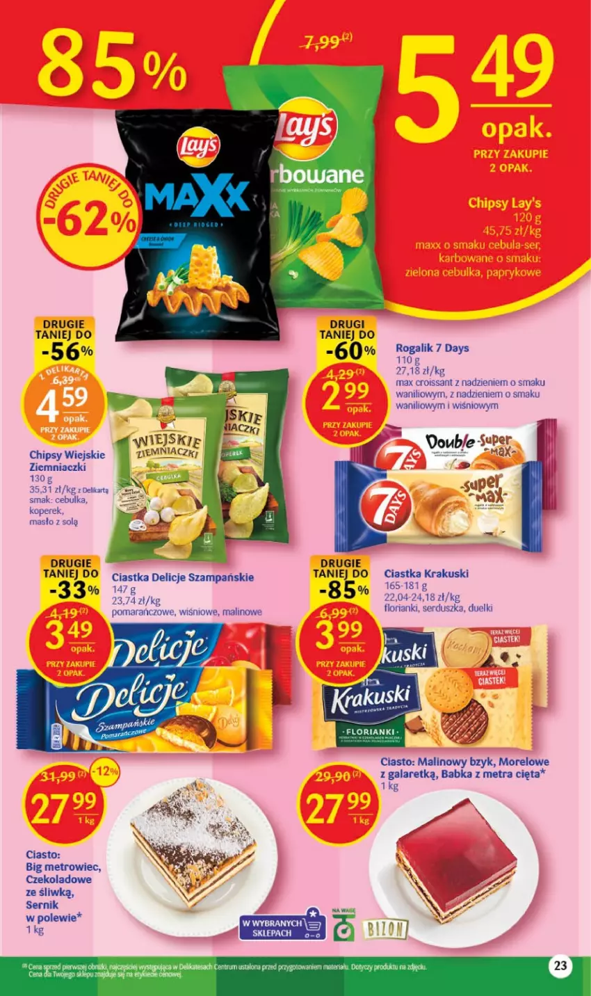 Gazetka promocyjna Delikatesy Centrum - Gazetka DC23-23 - ważna 15.06 do 21.06.2023 - strona 23 - produkty: 7 Days, Babka, Chipsy, Ciastka, Delicje, Gala, Krakus, Krakuski, Masło, Metro, Rum, Ser