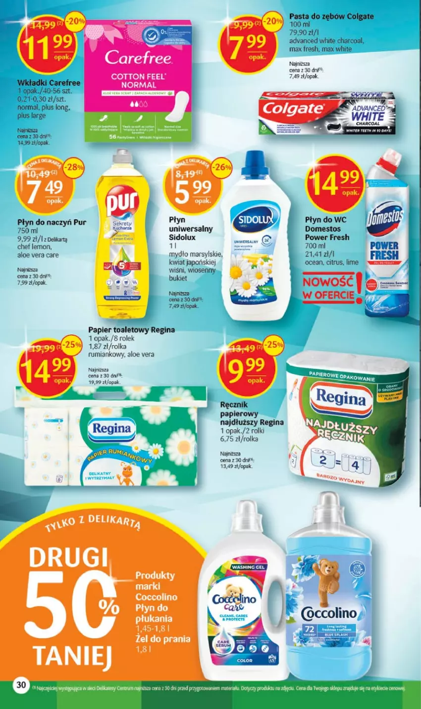 Gazetka promocyjna Delikatesy Centrum - Gazetka DC23-23 - ważna 15.06 do 21.06.2023 - strona 30 - produkty: Aloe vera, Bukiet, Carefree, Colgate, Domestos, Gin, LG, Mars, Mydło, Papier, Papier toaletowy, Pasta do zębów, Płyn do płukania, Płyn do wc, Pur, Rolki, Rum, Sidolux