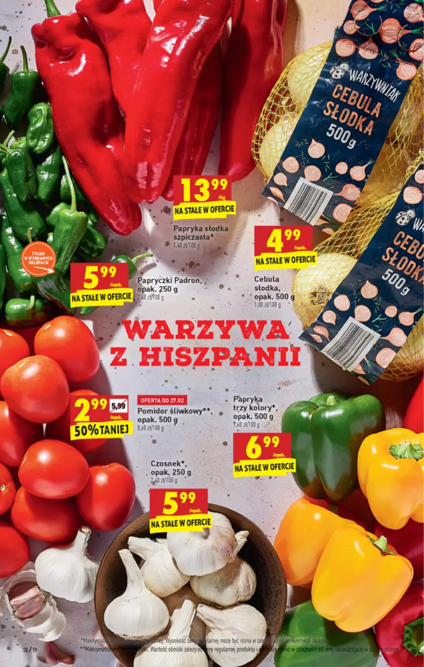 Gazetka promocyjna Biedronka - W tym tygodniu PN - ważna 25.02 do 03.03.2021 - strona 18 - produkty: Cebula, Czosnek, Dron, Papryka, Papryka słodka, Szpic