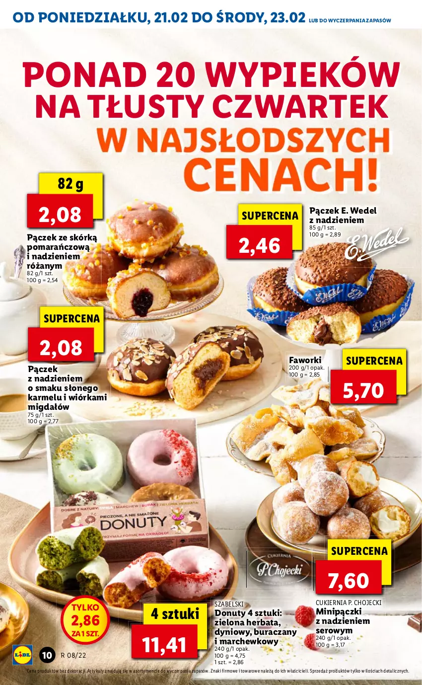 Gazetka promocyjna Lidl - GAZETKA - ważna 21.02 do 23.02.2022 - strona 10 - produkty: Donut, E. Wedel, Fa, Faworki, Herbata, Pączek, Ser