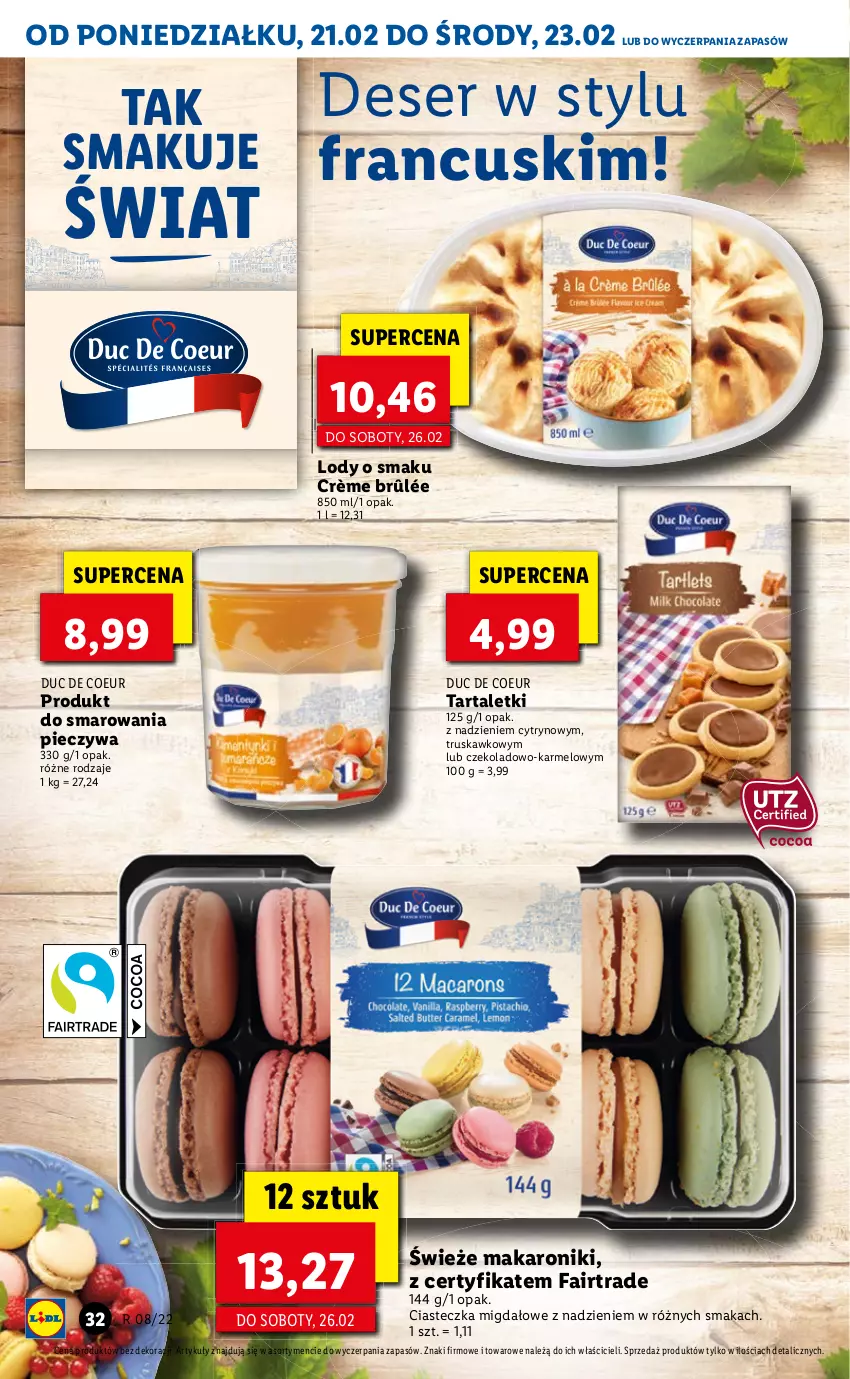 Gazetka promocyjna Lidl - GAZETKA - ważna 21.02 do 23.02.2022 - strona 32 - produkty: Crème brûlée, Fa, Lody, Piec, Ser, Tarta