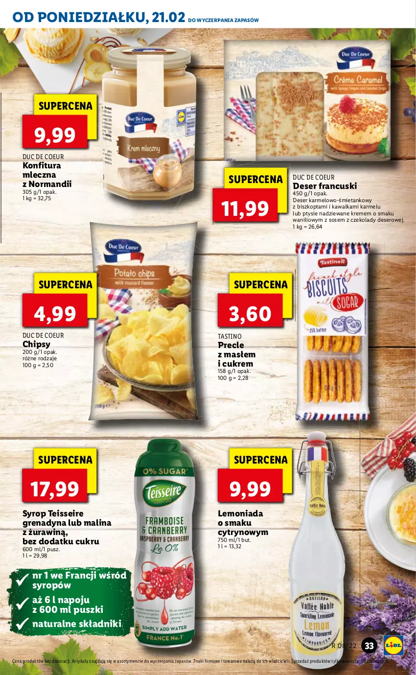 Gazetka promocyjna Lidl - GAZETKA - ważna 21.02 do 23.02.2022 - strona 33 - produkty: Deser, Kawa, Lemoniada, Precle, Ser, Sos, Syrop