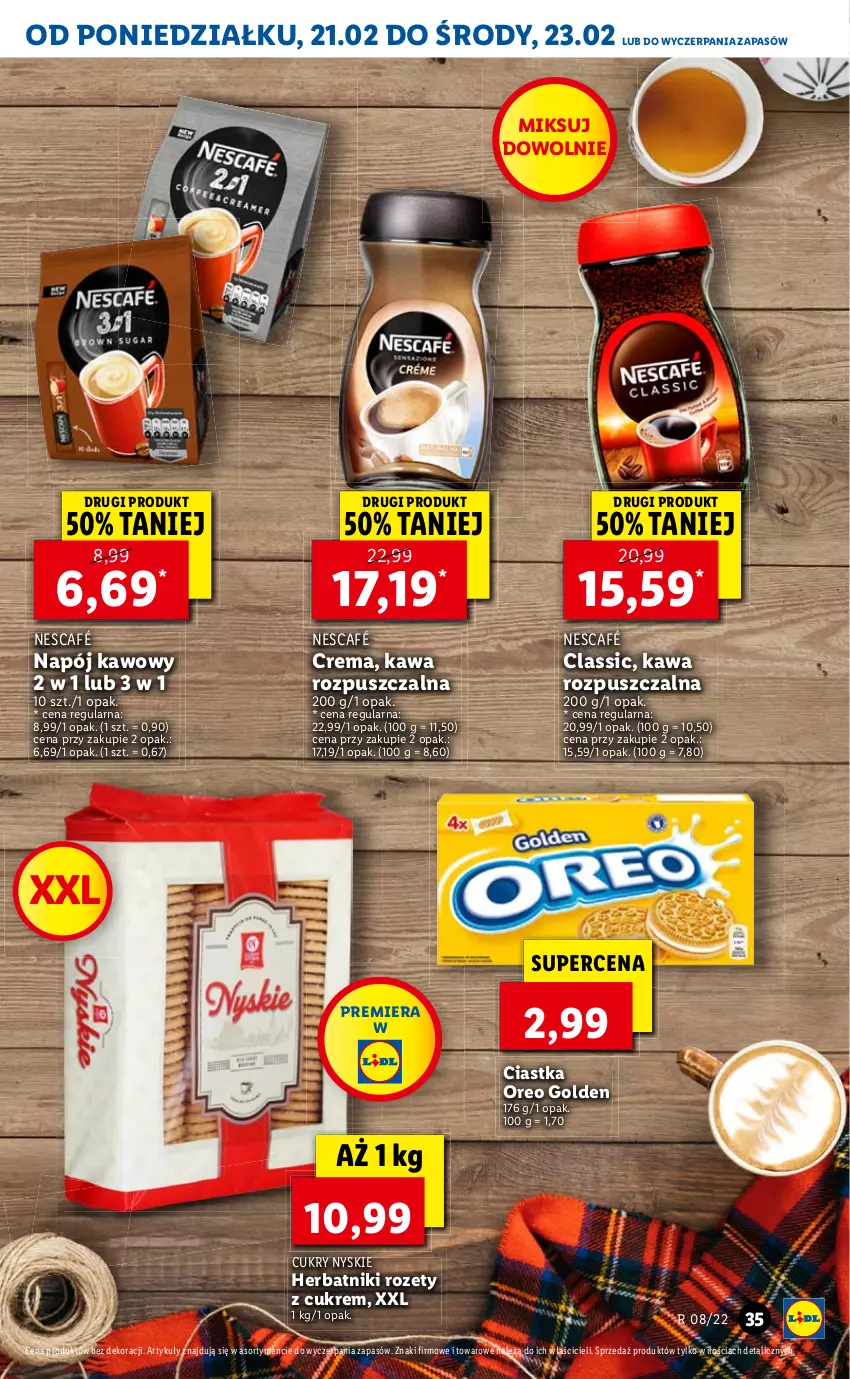 Gazetka promocyjna Lidl - GAZETKA - ważna 21.02 do 23.02.2022 - strona 35 - produkty: Ciastka, Kawa, Kawa rozpuszczalna, Napój, Nescafé, Oreo