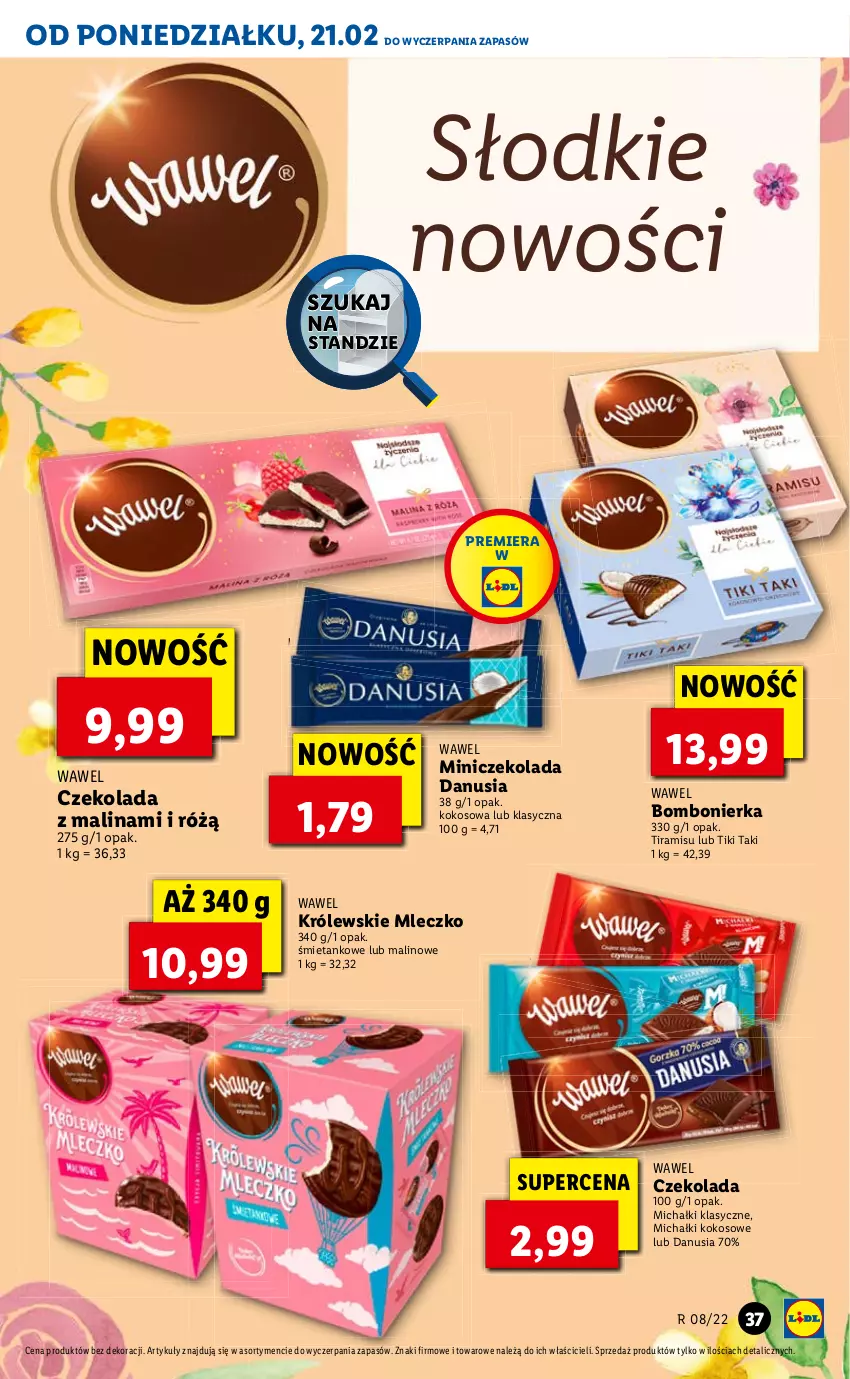 Gazetka promocyjna Lidl - GAZETKA - ważna 21.02 do 23.02.2022 - strona 37 - produkty: Czekolada, Kokos, Królewski, Królewskie Mleczko, Mleczko, Wawel