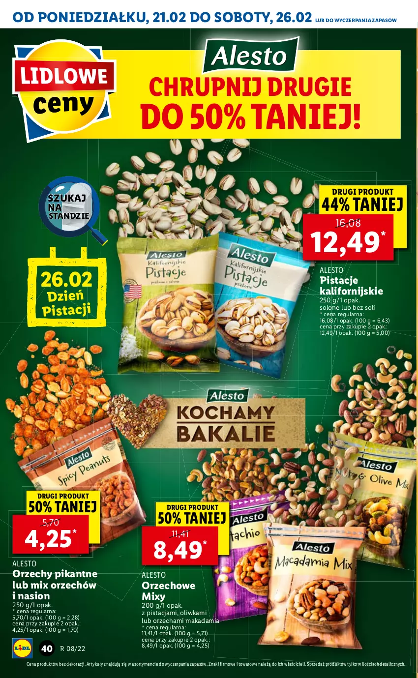 Gazetka promocyjna Lidl - GAZETKA - ważna 21.02 do 23.02.2022 - strona 40 - produkty: Pistacje