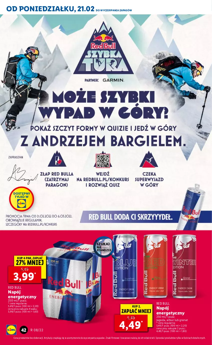 Gazetka promocyjna Lidl - GAZETKA - ważna 21.02 do 23.02.2022 - strona 42 - produkty: Arbuz, Napój, Napój energetyczny, Red Bull