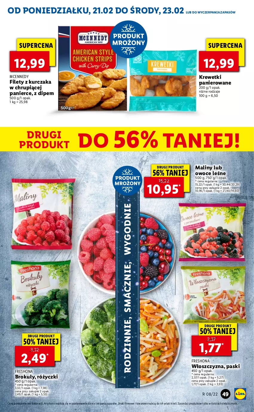 Gazetka promocyjna Lidl - GAZETKA - ważna 21.02 do 23.02.2022 - strona 49 - produkty: Krewetki, Kurczak, Maliny, Owoce