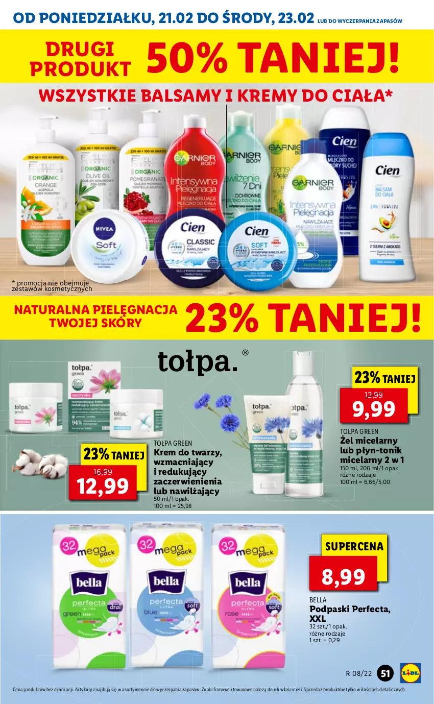 Gazetka promocyjna Lidl - GAZETKA - ważna 21.02 do 23.02.2022 - strona 51 - produkty: Bell, Bella, Krem do twarzy, Perfecta, Podpaski, Tonik