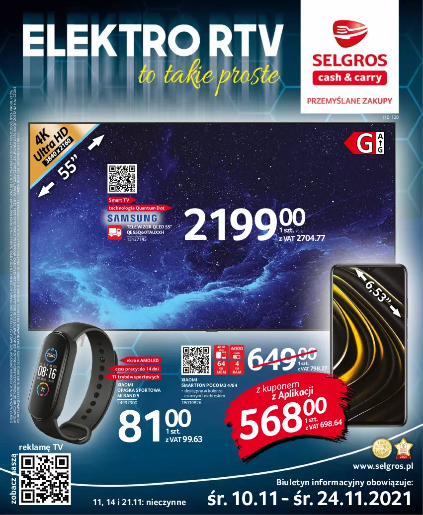 Gazetka promocyjna Selgros - Katalog Elektro - ważna 10.11 do 24.11.2021 - strona 1 - produkty: Amol, Fa, LG, Opaska, Por, Smart tv, Smartfon, Sport, Telewizor, Top, Tran