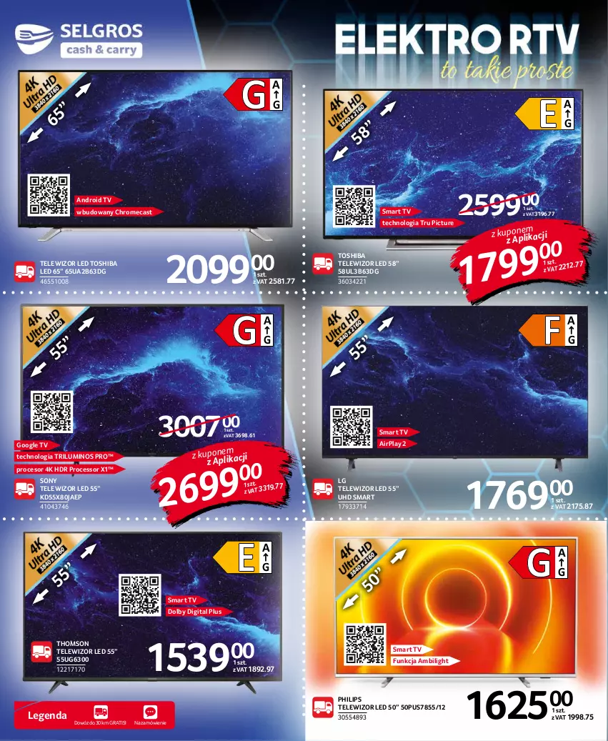 Gazetka promocyjna Selgros - Katalog Elektro - ważna 10.11 do 24.11.2021 - strona 2 - produkty: Android TV, Gra, LG, Philips, Procesor, Smart tv, Sony, Telewizor, Thomson, Toshiba