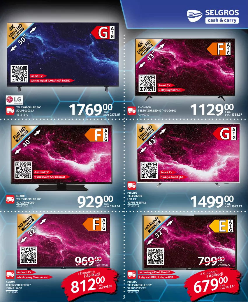 Gazetka promocyjna Selgros - Katalog Elektro - ważna 10.11 do 24.11.2021 - strona 3 - produkty: Android TV, Philips, Smart tv, Telewizor, Thomson