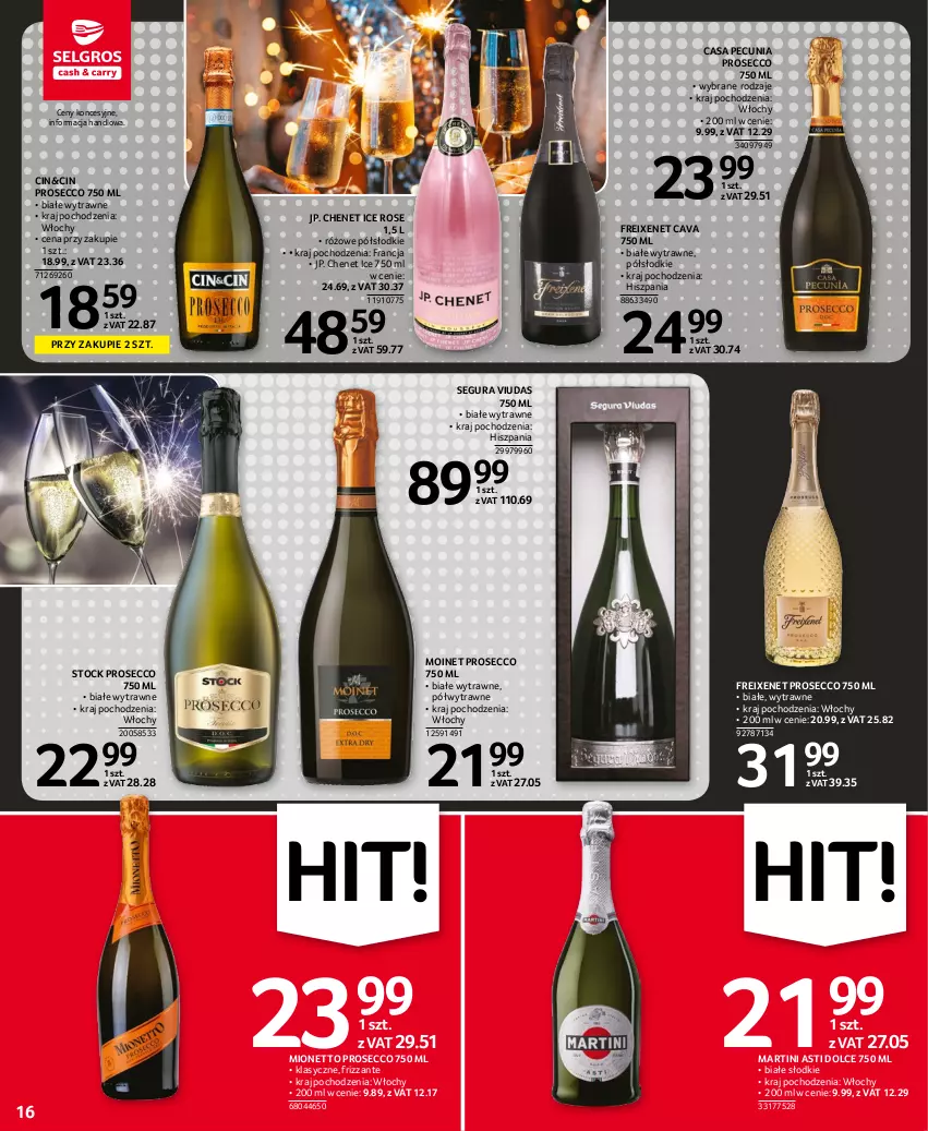 Gazetka promocyjna Selgros - Oferta spożywcza - ważna 27.12.2022 do 04.01.2023 - strona 16 - produkty: Martini, Mionetto, Prosecco, Stock