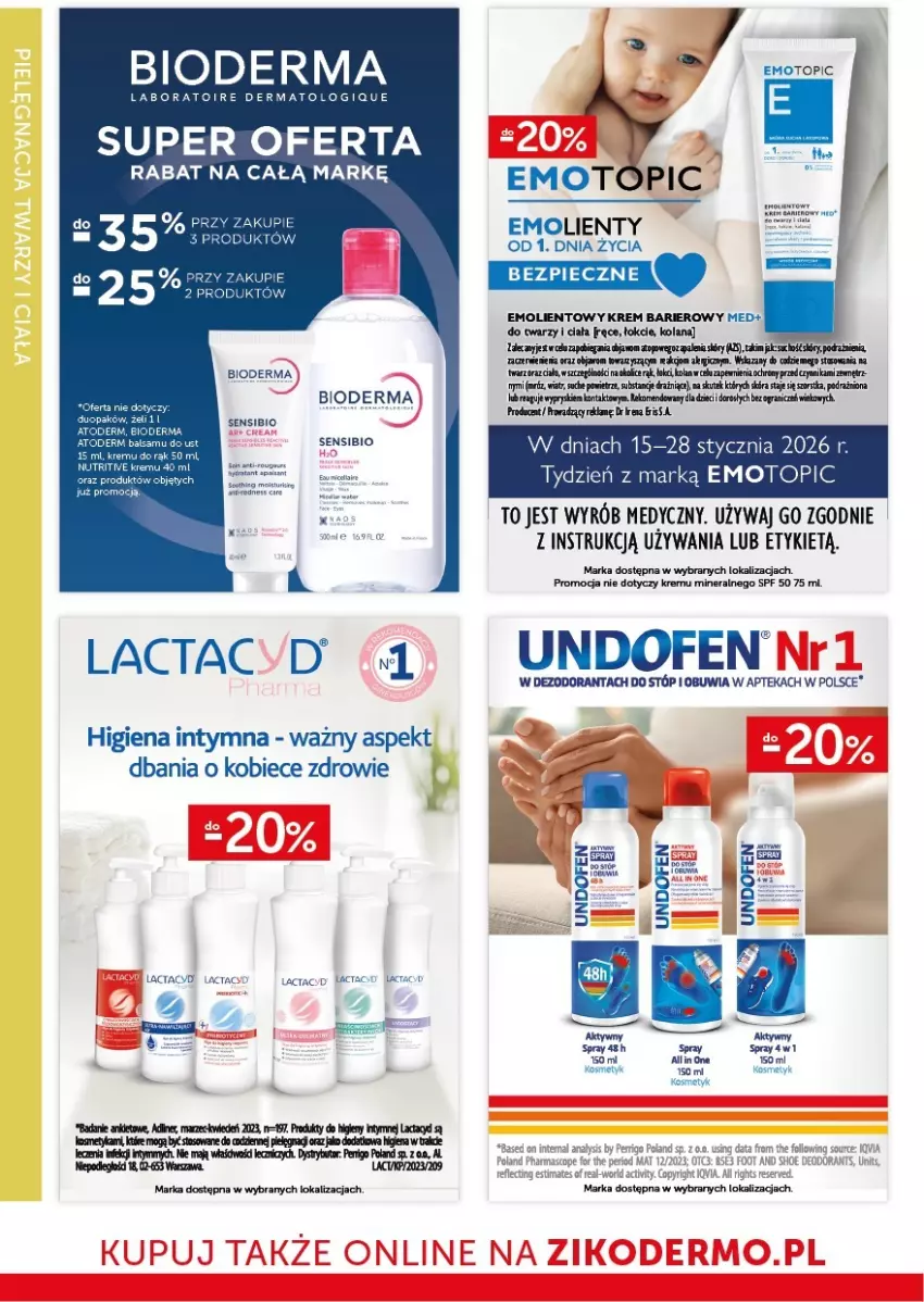 Gazetka promocyjna Ziko - Gazetka Ziko Dermo - ważna 15.01 do 28.01.2026 - strona 18 - produkty: Apteka, Atoderm, Bioderma, Dezodorant, Gra, Lactacyd, LANA, Miska, Piec, Por, Rama, Ryba, Top, Undofen, Zdrowie