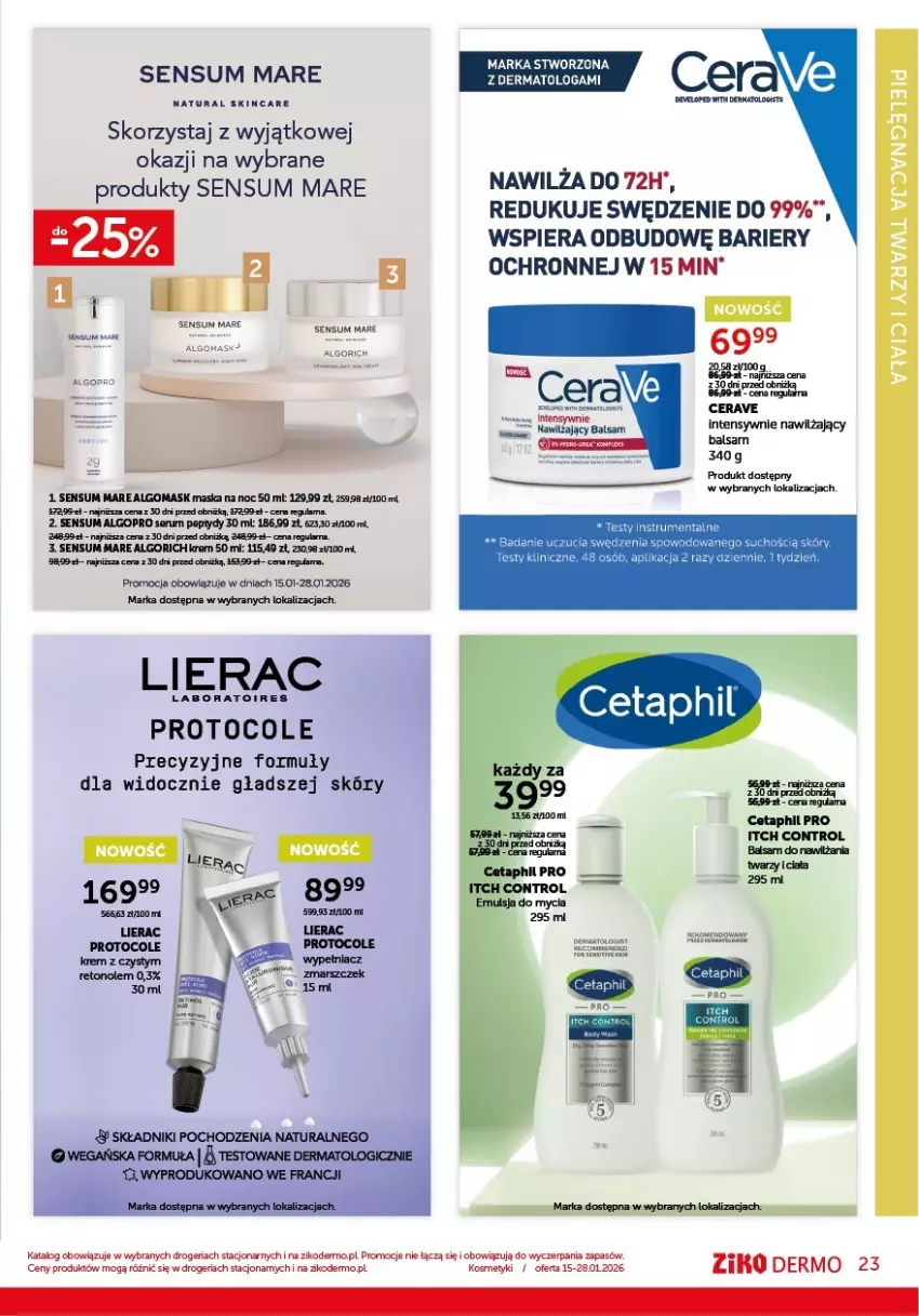 Gazetka promocyjna Ziko - Gazetka Ziko Dermo - ważna 15.01 do 28.01.2026 - strona 23 - produkty: CeraVe, GoPro, LG, Lierac, Maska, Nawilżający balsam, Rum, Ser, Serum
