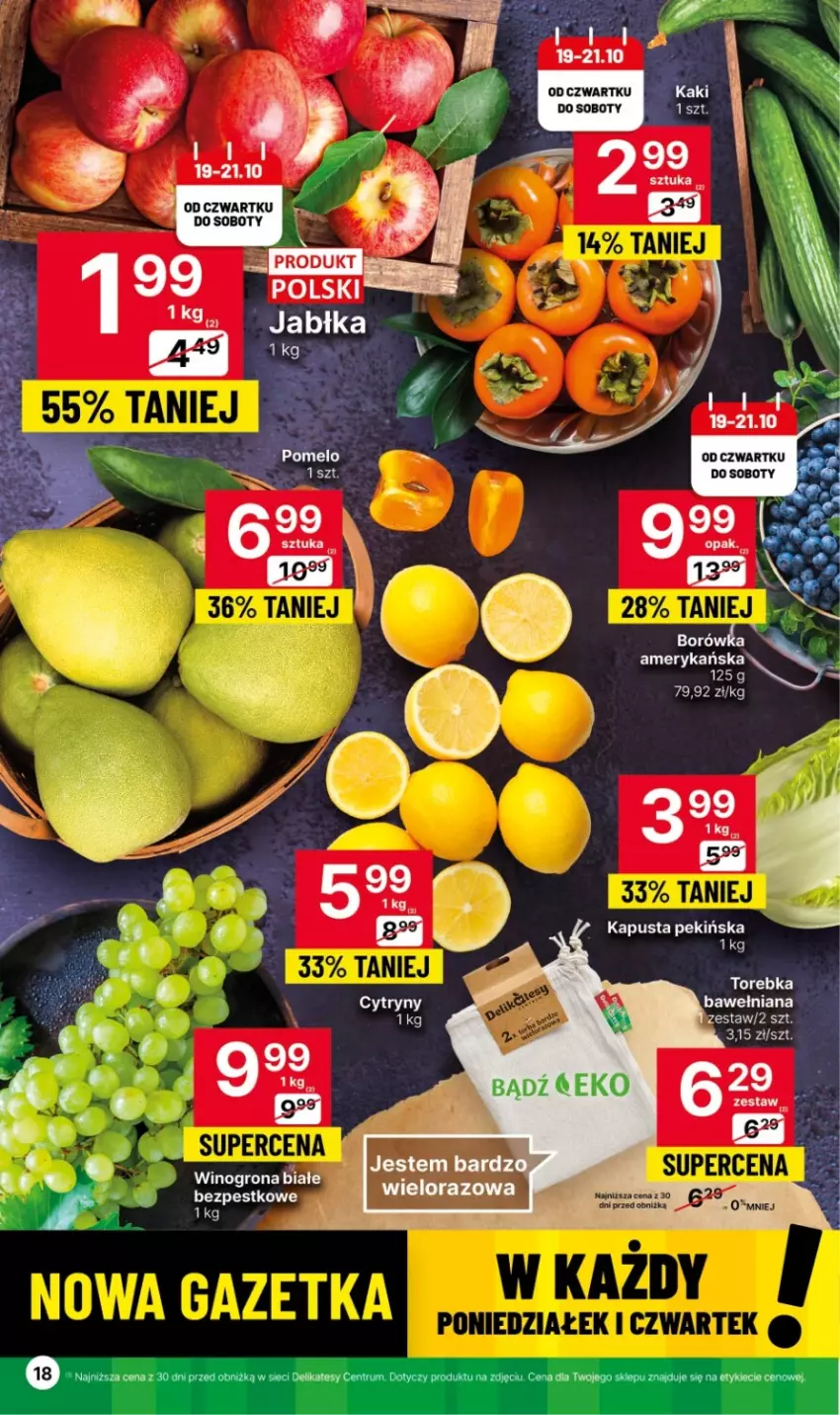 Gazetka promocyjna Delikatesy Centrum - Gazetka DC41czw-sr - ważna 19.10 do 25.10.2023 - strona 18 - produkty: Jabłka, LG, Rum, Wino, Winogrona