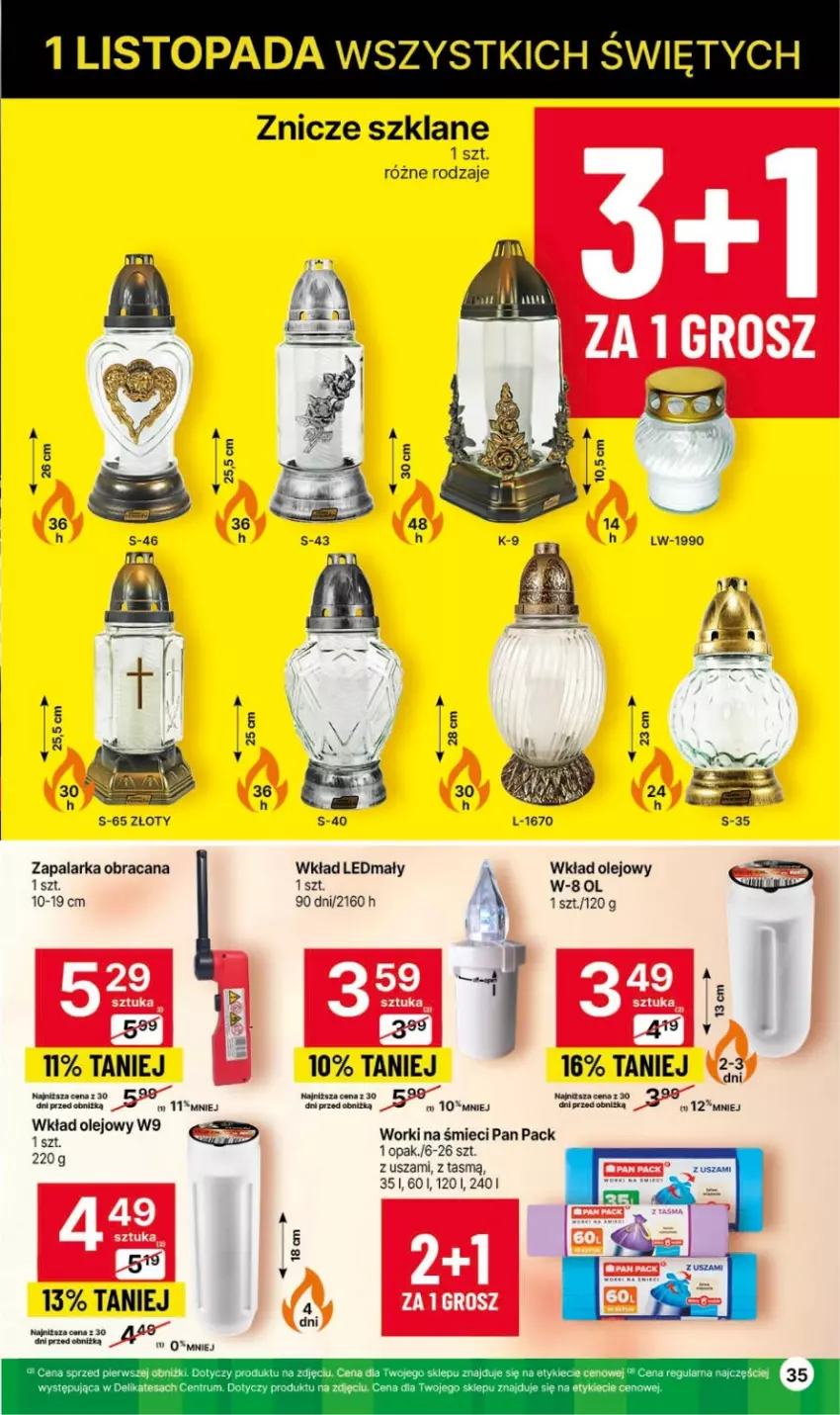 Gazetka promocyjna Delikatesy Centrum - Gazetka DC41czw-sr - ważna 19.10 do 25.10.2023 - strona 35 - produkty: Acana, Olej, Rum, Top, Wkład olejowy, Worki na śmiec, Worki na śmieci, Zapalarka, Znicz