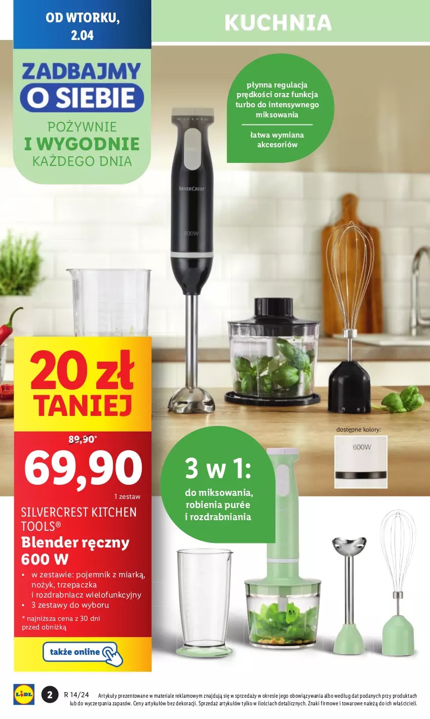 Gazetka promocyjna Lidl - GAZETKA - ważna 02.04 do 06.04.2024 - strona 4 - produkty: Blender, Blender ręczny, Kuchnia, Noż, Pojemnik, Pur, Rozdrabniacz, Silvercrest, Trzepaczka