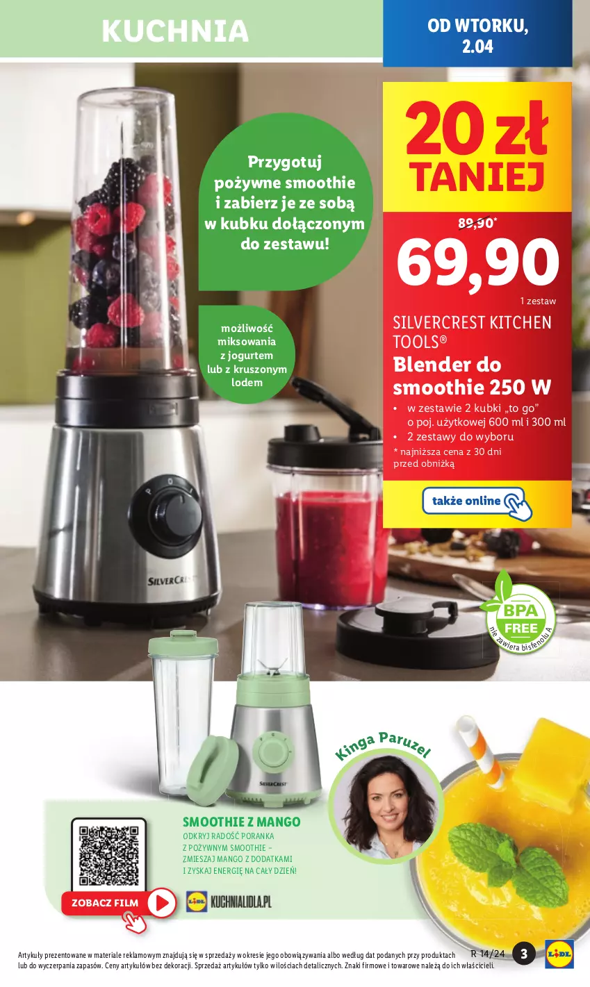 Gazetka promocyjna Lidl - GAZETKA - ważna 02.04 do 06.04.2024 - strona 5 - produkty: Blender, Jogurt, Kuchnia, Mango, Por, Silvercrest, Smoothie