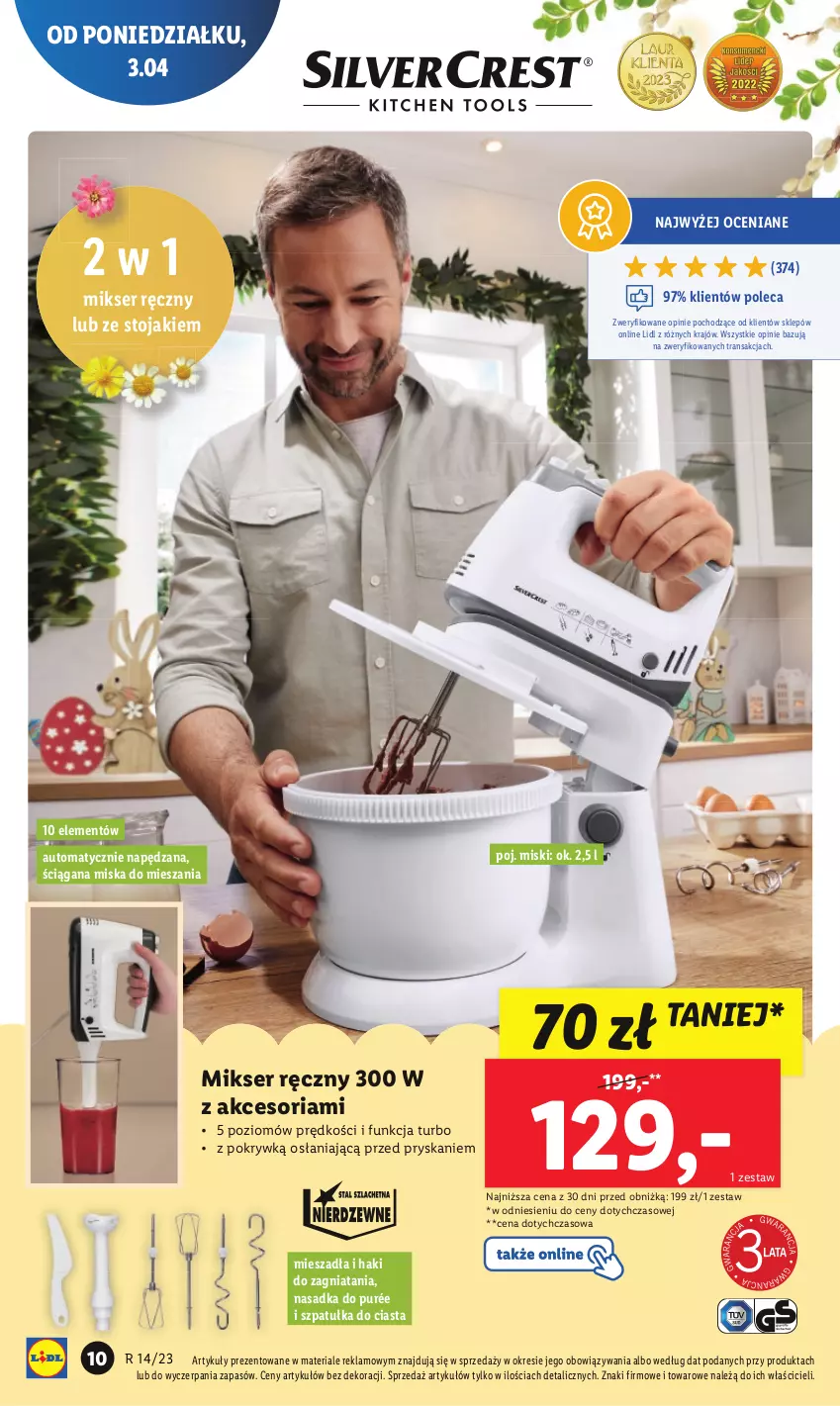 Gazetka promocyjna Lidl - GAZETKA - ważna 03.04 do 08.04.2023 - strona 10 - produkty: Mikser, Mikser ręczny, Miska, Pur, Ser, Stojak, Szpatułka, Tran