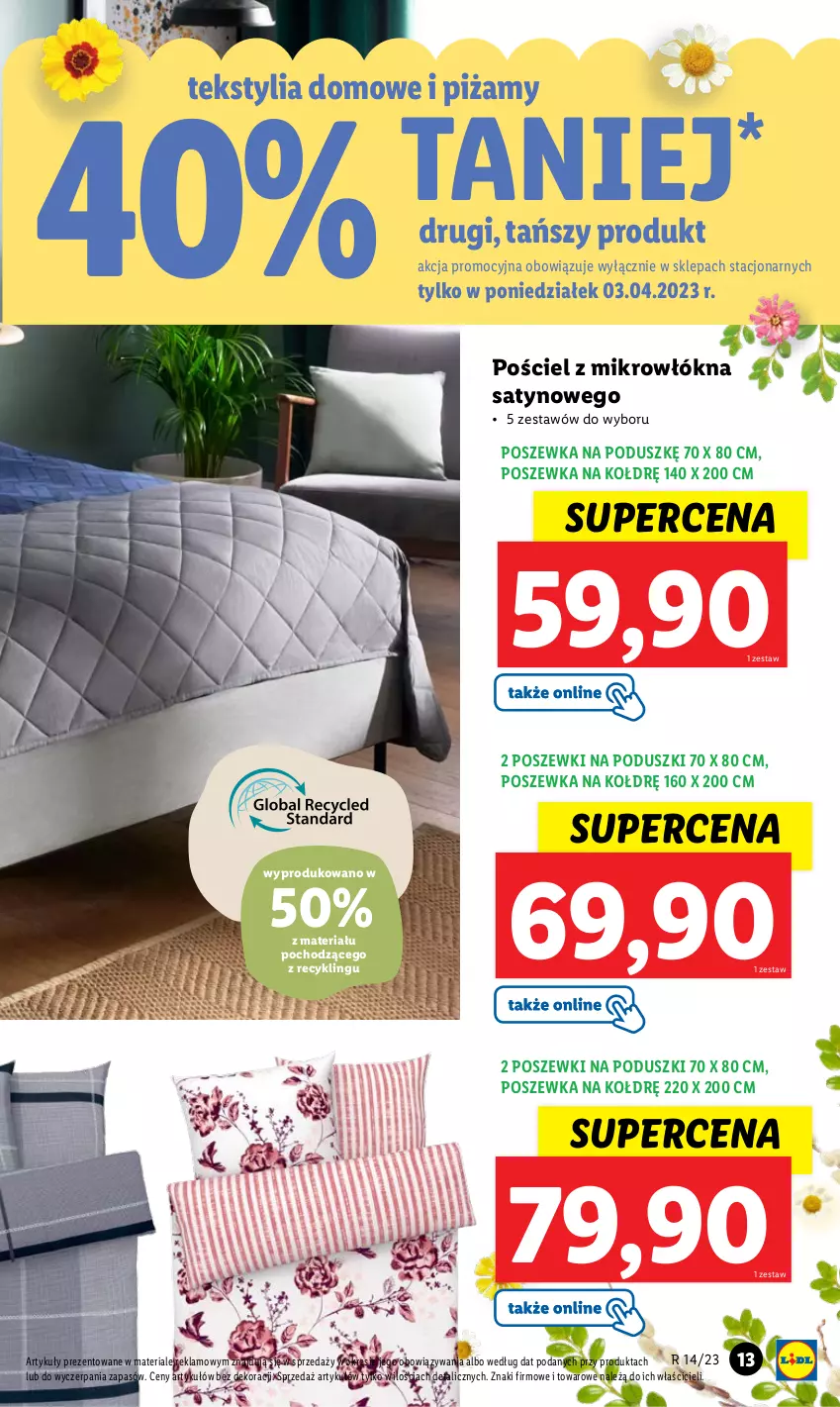 Gazetka promocyjna Lidl - GAZETKA - ważna 03.04 do 08.04.2023 - strona 13 - produkty: Control, Pościel, Poszewka